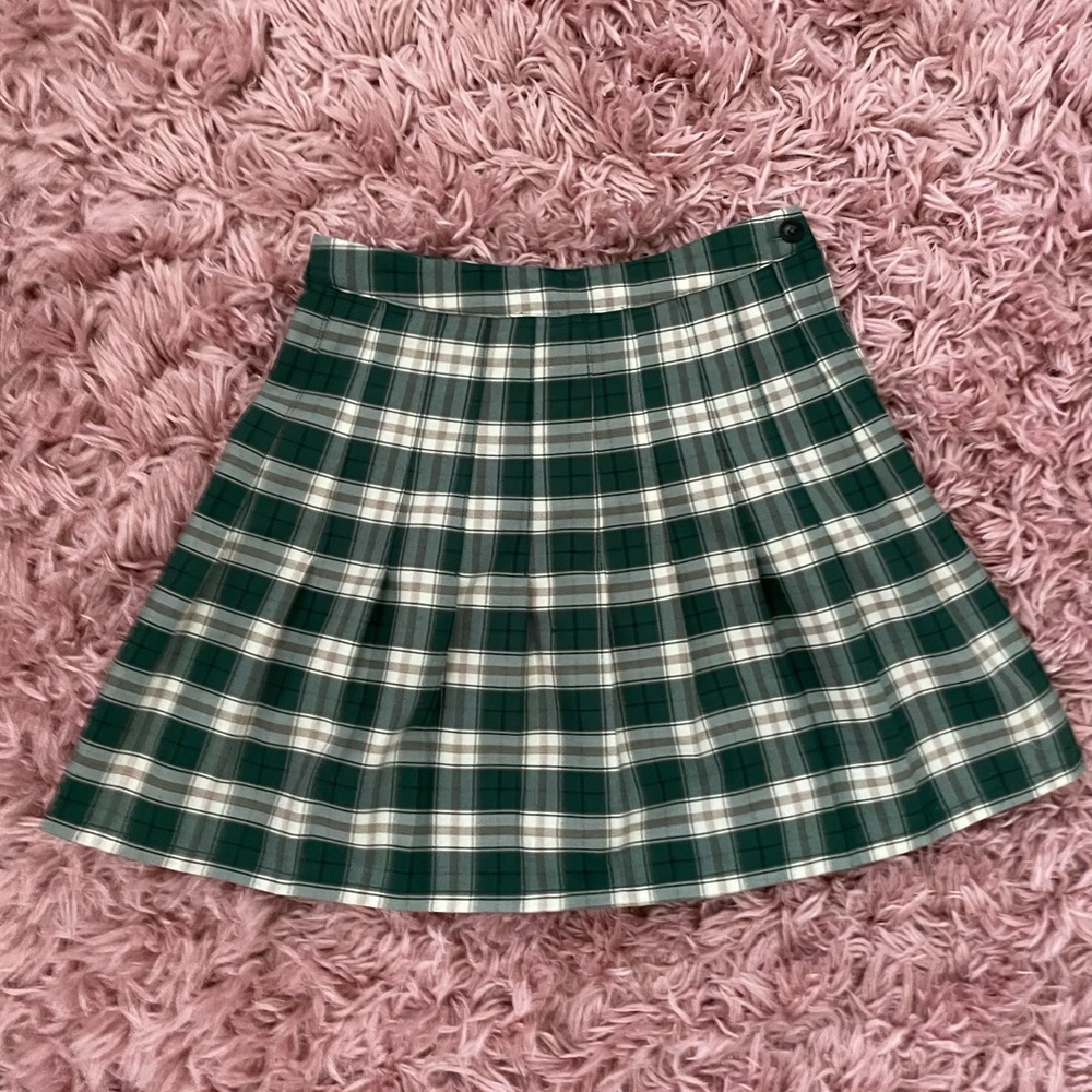 Green Plaid UO mini skirt